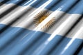 Nice shining - looks like plastic flag of Argentina with large folds lay diagonal - any occasion flag 3d illustration
