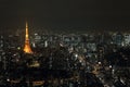 Pretty night view of Tokyo Tower at night in Tokyo, Japan