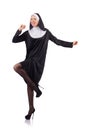 Pretty nun isolated on white Royalty Free Stock Photo