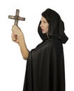 Pretty nun looking at cross Royalty Free Stock Photo