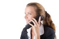 Pretty office manager speaking on phone isolated Royalty Free Stock Photo