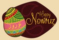 Pretty Painted Egg for Nowruz Celebration, Vector Illustration