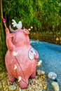 Pretty pig statue in park Royalty Free Stock Photo