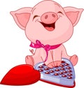 Pretty pig at Valentines Day Royalty Free Stock Photo