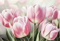 Pretty in Pink: Delicate Tulips on a Soft Pastel Background - Generative AI
