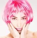 Pretty pink hair woman Royalty Free Stock Photo