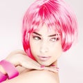 Pretty pink hair woman Royalty Free Stock Photo