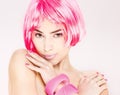 Pretty pink hair woman Royalty Free Stock Photo