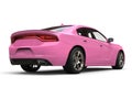 Pretty pink modern fast city car - tail view