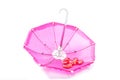 Pretty pink parasol with romantic hearts