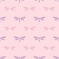 Pretty pink and purple repeat pattern whit dragonfly elements Royalty Free Stock Photo