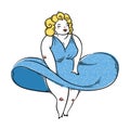 Pretty plump woman posing like a SuperStar. Pinup illustration.