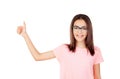 Pretty preteenager girl with glasses saying Ok