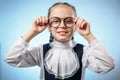 Pretty Primary Schoolgirl Try Glasses on Closeup