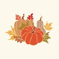 Pretty Pumpkin Vector illustration with leaves Bouquets