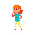 pretty redhead girl thinking about game rules cartoon vector