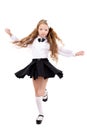 Pretty redhead schoolgirl isolated on a white background