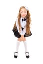 Pretty redhead schoolgirl isolated on a white background