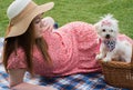 Pretty romantic girl with Maltese puppy Royalty Free Stock Photo