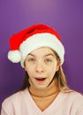 Pretty Santa girl, closeup portrait of a teen girl