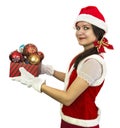 Pretty Santa girl with decorative baubles