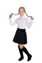 Pretty schoolgirl with pigtails