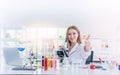 Pretty scientist work reserching in chemical laboratory Royalty Free Stock Photo