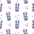 Pretty seamless pattern with cute bunny