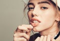 Pretty girl piercing lip Royalty Free Stock Photo