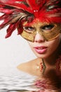 Pretty woman in mask - water effect Royalty Free Stock Photo