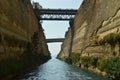 Pretty Shot Of The Corinth Canal With Precise Bridges Crossing It From One Side To The Other. Architecture, Travel, Landscapes. Royalty Free Stock Photo