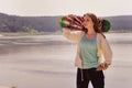 Pretty skater girl holding skateboard Royalty Free Stock Photo