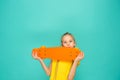 Pretty skater girl holding skateboard Royalty Free Stock Photo