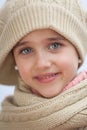 Pretty small girl with wool scarf