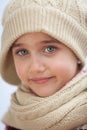 Pretty small girl with wool scarf Royalty Free Stock Photo