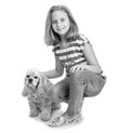 Pretty smiling girl with american spaniel posing in studio Royalty Free Stock Photo