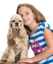 Pretty smiling girl with american spaniel Royalty Free Stock Photo