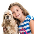 Pretty smiling girl with american spaniel Royalty Free Stock Photo