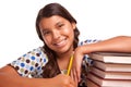 Pretty Smiling Hispanic Girl Studying Royalty Free Stock Photo