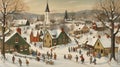 Pretty snow covered village scene