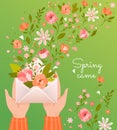 Pretty square card design - Spring Came