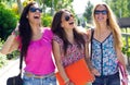 Pretty student girl with some friends after school Royalty Free Stock Photo