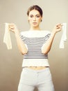 Pretty stylish woman with panties in studio Royalty Free Stock Photo