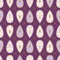 Pretty stylized tear drop leaves pattern. Seamless repeating. Hand drawn vector illustration.