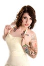 Pretty tattoo girl in dress
