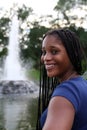 Pretty teen with fountain