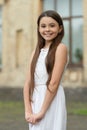pretty teen girl. adorable girl fashion model. positive teenager girl pose outdoor Royalty Free Stock Photo