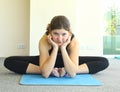 Pretty teen girl exercising yoga asana Royalty Free Stock Photo