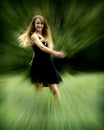 Pretty teen girl in motion blur