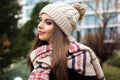 Pretty teen girl is wearing warm winter clothes Royalty Free Stock Photo